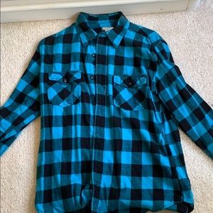Long sleeved turquoise flannel